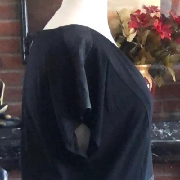 City Chic Women’s Black Short Sleeve Spliced Faux Leather Knee Length Dress - Picture 6 of 16